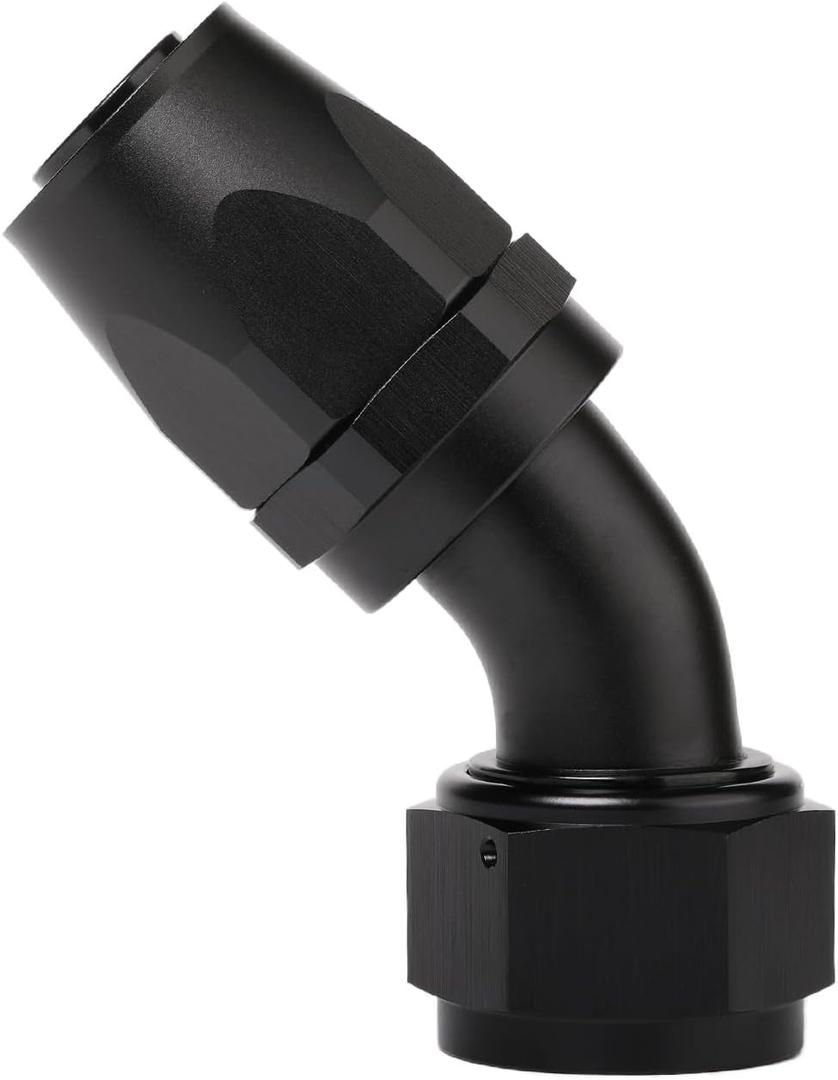 20AN AN20 45 Degree Elbow Hose End Fitting Swivel Aluminum Black