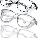 konqkin Safety glasses Goggles Nurses Protective Eyewear - Anti Fog Square Frame Stylish Clear Glasses for Women Men