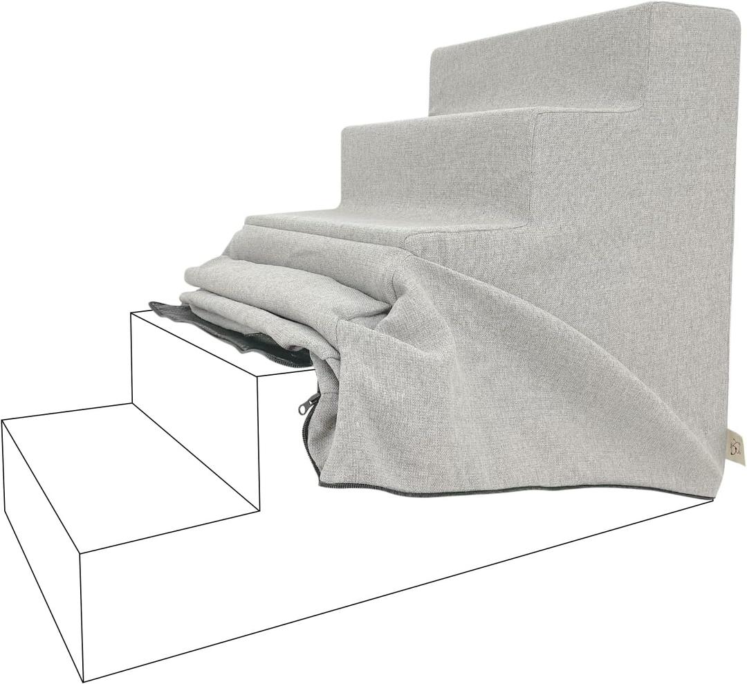 Best Pet Supplies Foam Pet Steps Cover for Small Dogs and Cats, Portable Ramp Stairs for Couch, Sofa, and High Bed Climbing (Cover Only) - Sand, 5-Step (H: 22.5") (Cover Only)