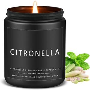 Citronella Scented Candles for Outdoor, Soy Jar Candle for Outdoor Patio or Indoor Home, Candle Gifts for Men Father (7oz)