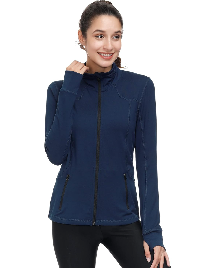 Dolcevida Womens Sports Jackets Zip Up Workout Yoga Jacket with Pockets, Small