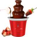 MINI Chocolate Fountain Machine Small Electric Chocolate Fondue Fountain Machine for Party for Candy Butter Cheese (Red)