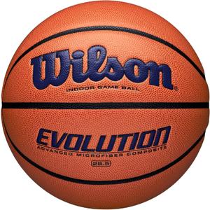 Wilson Evolution Indoor Game Basketballs - Size 5, Size 6 and Size 7 (Navy/Brown)