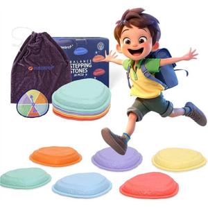 makarci Stepping Stones for Kids,6pcs Toddler Sensory Toys Kids Coordination & Motor Skills Play Indoor and Outdoor, Durable and Nonslip Rubber Rim Balance Stones for Kids Aged 3+, Obstacle Course