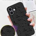 3 x Toycamp for iPhone 16 Case 6.1 Inch - Women Girls Skeleton Dance Cute Black Frosted Slim Fit Design Soft TPU Shockproof Protective Girly Cool Kawaii Fashion Unique Cover for iPhone 16 Phone Case
