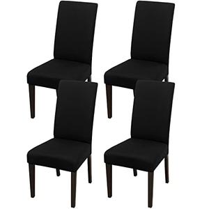 JQinHome 4 Pcs Dining Chair Slipcover, High Stretch Removable Washable Chair Seat Protector Cover for Home Party Hotel Wedding Ceremony