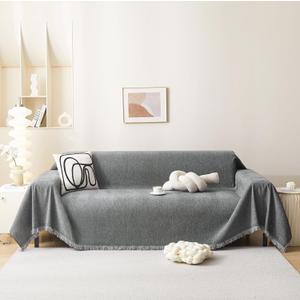 MEETSKY Grey Couch Cover for Dogs Washable Chenille Sofa Covers Blanket Sectional Couch CoverThick Loveseat Covers L Shaped Sofa Slipcover for Pets, 71"x 102"