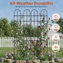 Black Garden Trellis, 71x21 Inch Metal Arch Decoration with Rustic Iron & Black Coating, 2 Pack Outdoor Plant Support for Climbing Roses, Vines, Flowers, Vegetables