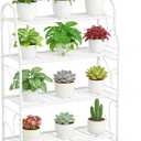 SORCEDAS Plant Stand Indoor Outdoor Plant Shelf 4 Tier Metal Corner Flower Stand Multiple Holder for Patio Garden Balcony Living Room, White