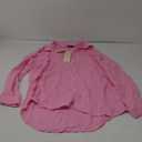 Dokotoo Womens Color Block Button Down Shirts Long Sleeve Oversized Boyfriend Blouses Tops (X-Large, 1 Rose Pink)