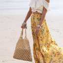 Pleneal Beach Bags for Women - Women Beach Tote Bag, Summer Mesh Hollow Straw Tote Bag for Holiday Market