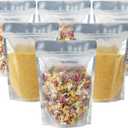 100 Pack 7 x 10 Inch Stand Up Pouch Bags Zipper Mylar Bags Clear Front with Aluminum Foil Back Reusable Food Storage Bags for Multipurpose with Gusset Bottom(5.5mil Thickness)