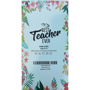 Best Teacher Ever Socks “This Teacher Is Off Duty” Sole Women's One Size 6 - 11