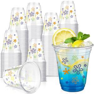 50 Pcs Cartoon Snack Cups 12 oz Disposable Blue Plastic Cups, Sponge