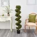 Nearly Natural 5ft. Boxwood Spiral Topiary Artificial Tree (Indoor/Outdoor)