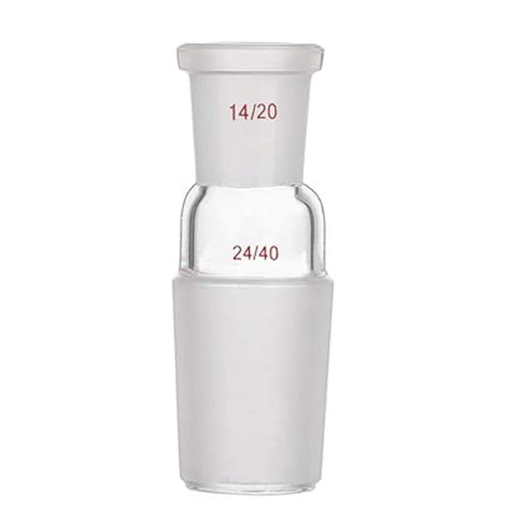 Glass Reducing Connecting Adapter,Borosilicate Glass Enlarging Connecting,24/40 Standard Taper Outer Joint,from Male 24/40 Cone to Other Socket Joint,Lab Glassware,2PCS (14/20 Socket)