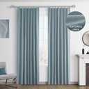 Joywell Linen 100% Blackout Curtains 84 Inch Long,Room Darkening Pinch Pleated Back Tab Drapes with Hooks Thermal Insulated Window Draperies Elegant for Bedroom Living Room,W40 x L84,Blue,2 Panels