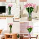 16 inch Fake Tulips Artificial Flowers, 20PCS Real Touch Fakes Tulip Plants for Bridesmaid Bouquet and Wedding Ceremony Festivals Anniversary Bridal Rehearsal Party Bar Table Decor-Pink
