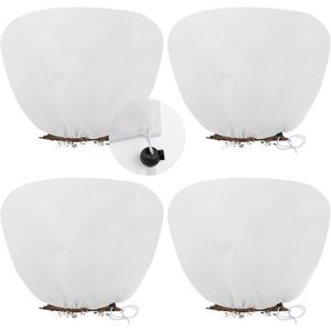 ANGAR 4 Pack Plant Covers Freeze Protection for Winter, 2.2oz/yd (23.6" X 39.4") Shrub Plant Protection Bags with Drawstring, Plant Frost Protection Covers for Outdoor Garden Rose Bush Plants, White