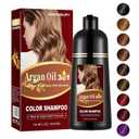 Black Argan Oil Hair Dye - 16.9 Fl Oz, 3 in 1 Semi-Permanent Color Shampoo, Easy To Use (Black)