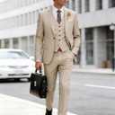 Wangyue Mens Suit 3 Piece Slim Fit Suit for Men Formal Business Suit Wedding Groom Prom Tuxedo Dinner Party, Medium