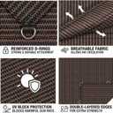 8X10 FT 90% Sun Shade Cloth, Sunblock Shade Fabric with D-Rings, Sunshade Cover for Patio Pergola Deck, UV Protected Breathable Netting with Zipties & Ropes, Mocha