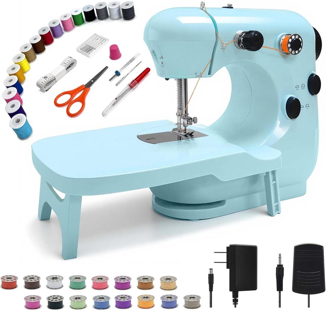 Sewing Machine Kits for Home & School | Beginner-Friendly 2-Speed Mini Machine for DIY Crafts, Household Repairs & Fun Skill-Building with Kids & Adults (light Green)