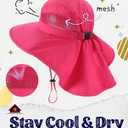 Home Prefer UPF50 Wide Brim Kids Sun Hat Neck Flap Boys Girls Sun Protection Hat for Beach Fishing (Pink, L)