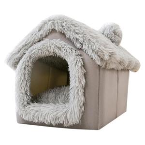 Enclosed Dog Bed, Soft and Warm Plush Dog Bed with Cover Cave Removable and Washable House Type Tent Huts for Indoor Pets S 13x11.8x12.6