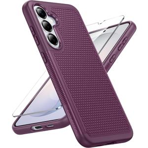 FNTCASE for Samsung Galaxy S26 Plus Case: Military Grade Drop Protection, 14ft Drop Tested, Screen Protector Included, Anti-Slip Anti-Fingerprint Dual Layer Shockproof Phone Case Cover (Burgundy)