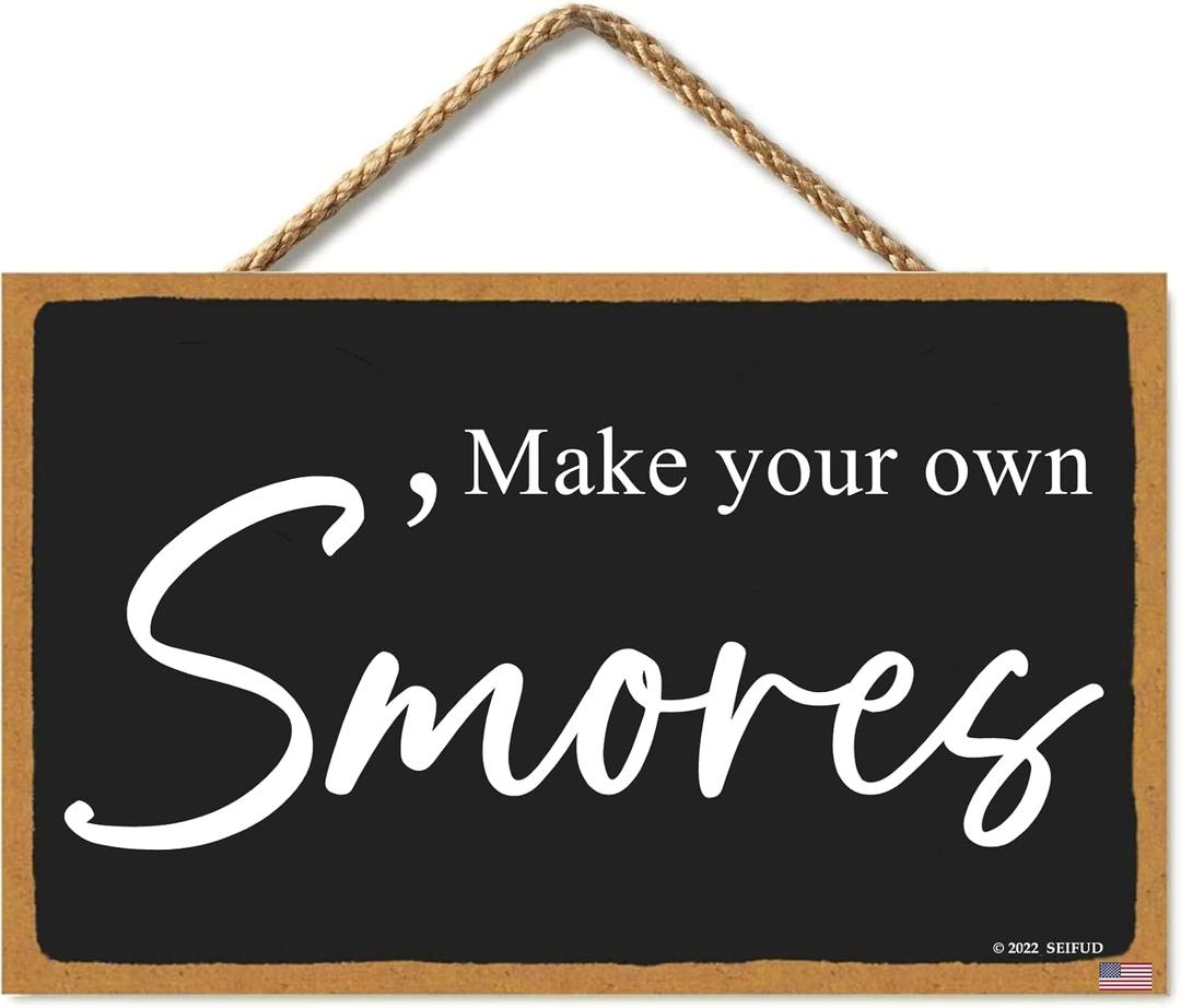 Outdoor Party Decorations Smores Bar Sign Supplies for Wedding 11 X 6 Inch Black (CA7US-032)