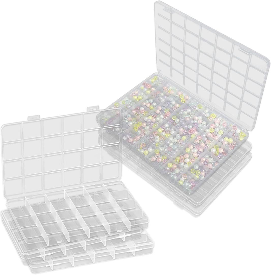 6 PCS Bead Organizer, Small Compartment Organizer Box Charm Plastic Jewelry Storage Container, 24 Grids, 42 Grids, 3 Each