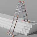 Ladder, A Frame 6 Step Ladder Extension, 22 Ft Anti-Slip Multi Position Ladder, Storage Folding Ladder, 330 lbs Security Load Telescoping Aluminum Ladders for Stairs Home Indoor Outdoor Roof (Silver)
