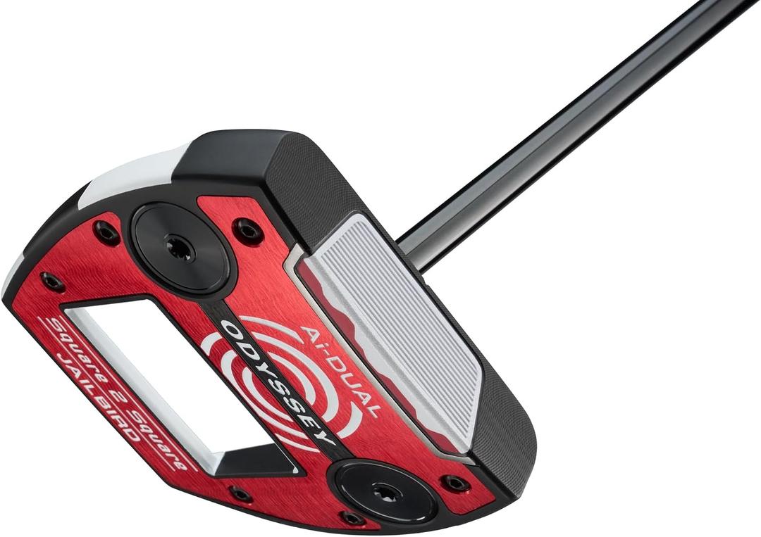 Odyssey Golf S2S AI-Dual Putter, Left, Graphite, 33 Inches, Jailbird, Center Shaft, Pistol Grip, Black/Red
