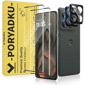 2+2 Pack for Motorola Edge 2025 Screen Protector and Camera Protectors, Fingerprint Support, Case Friendly, Bubble-Free, 9H Hardness Glass for Edge 2025