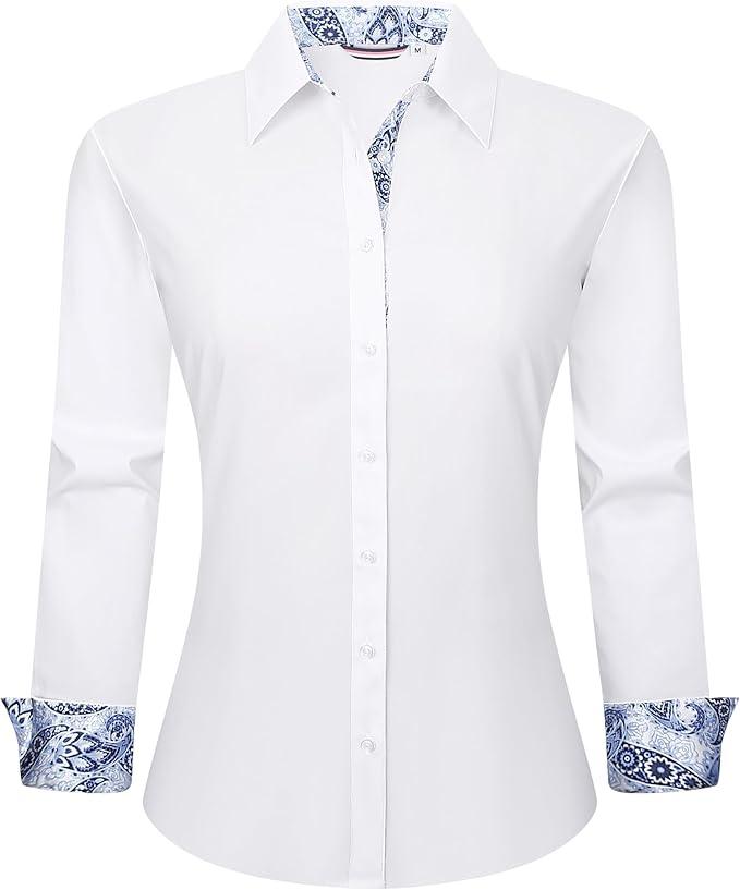 Esabel.C Womens Dress Shirts Cotton Long Sleeve Regular Fit Stretch Button Down Blouse (Large, White) Esabel.C Womens Dress Shirts Cotton Long Sleeve Regular Fit Stretch Button Down Blouse (Large, White)