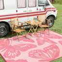 Anidaroel Pink Camping Rug for Outside RV, 8'x10' Waterproof Outdoor Rug for Patio Clearance, Reversible Plastic Straw Outside Rug, Outdoor Camping Mat for Deck, Camper, Backyard, Picnic(Pink,8X10')
