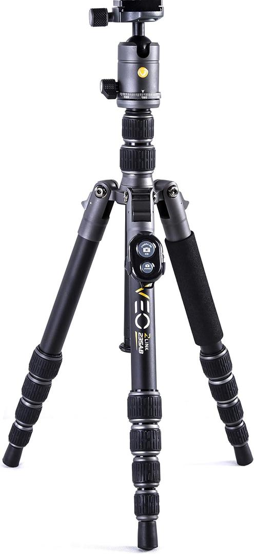 Vanguard VEO3GO235AB Compact Aluminum Travel Tripod with Ball Head, Monopod Option, Smart Phone Holder and Bluetooth Remote