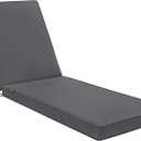 Favoyard Chaise Lounge Cushions Outdoor 72 x 21 x3 Inch Waterproof & 3-Year Fade Resistant Outdoor Lounge Chair Cushions with Removable Cover, Ties and Hidden Zipper for Patio Pool Lounge Chairs (Dark Gray)