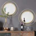 2 Set Circle Mirrors Wall Decor for Living Room Bedroom Bathroom Entryway Metal Round Mirror Mixed Size Ready to Hang Decorative Modern Boho Accent - Gold