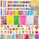 Slime Making Kit Supplies, 163 Pack Slime Mix Ins Accessories Slime Add Ins Foam Glitter Slimes Charm Bulk Fishbowl Beads Containers for Slimes Making Coloring and Party Decorations