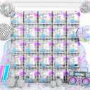 Silver Square Foil Balloon Wall,25Pcs Double Sided Balloons Backdrop Helium Polyester Balloon Tunnel Arch Garland Kit for Disco Party Birthday Bridal Anniversary Baby Shower Party Decorations
