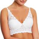 Maidenform Women's Lace Bralette, Padded Longline Bralettes, Convertible Wireless Bras for Women (Plus (40B, White)