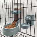 BNOSDM Rabbit Automatic Food Feeder and Water Dispenser Bunny Gravity Feeding Station Waterer Set Hanging Self-Dispensing Feeder for Ferret,Guinea Pigs Chinchillas Kitten (Blue)