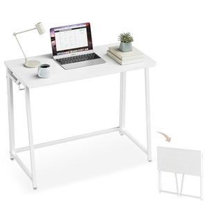 POLWKZU Folding Desk Small Foldable Desk for Small Space, 31.5 Inches Writing Computer Desks in Study, Home Office Foldable Office Desks for Bedroom, White