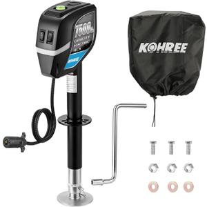 Kohree 7500lbs Electric Trailer Jack with 7 Way Plug, Heavy Duty Power Tongue Jack for A-Frame RV Travel Trailer Camper, Easy Installation, 22" Lift, 12V DC, Manual Handle & Weatherproof Cover