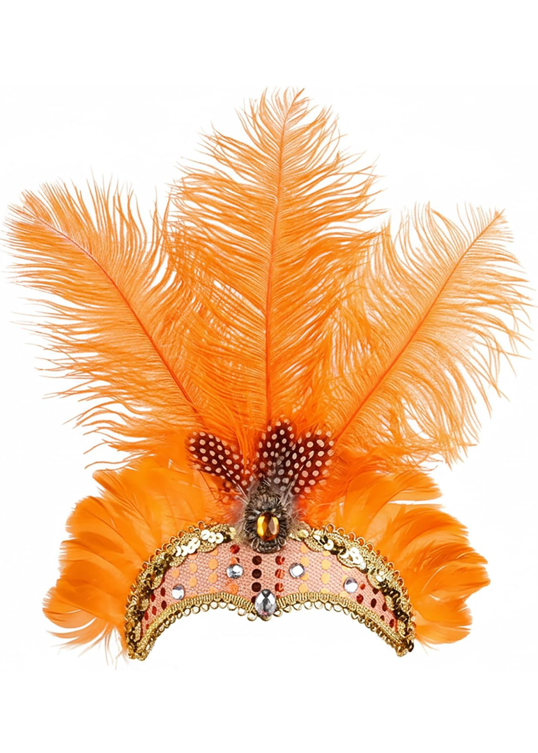 NUXMAW Showgirl Feather Headpiece Carnival Headband Vegas Costume Accessories Rio Mardi Gras Party 2 Pack