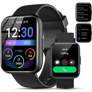 Smart Watch for Men Women - Answer/Make Calls/Quick Reply/AI Voice Assistant, 1.83" for Android iPhone Samsung Compatible IP68 Smartwatch Blood Oxygen Heart Rate Fitness Tracker (Black, 1.83")