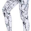 THE GYM PEOPLE Thick High Waist Yoga Pants with Pockets, Tummy Control Workout Running Yoga Leggings for Women (Medium, Black/Marble White)