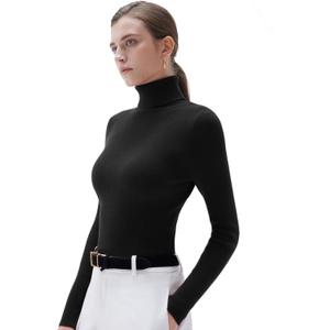 SUUKSESS Women Turtleneck Cashmere Blend Sweater Long Sleeve Shirts Fall Basic Thermal Tops Winter Clothes (Small, Black)